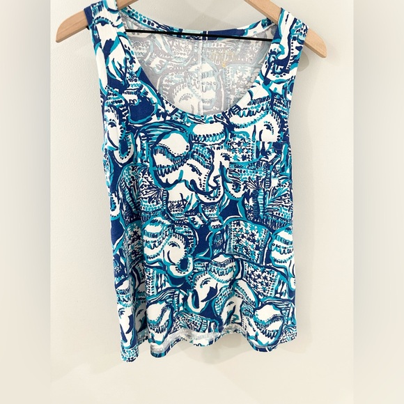 Lilly Pulitzer Crayton Racer Back Tank Blue Size Medium - Picture 4 of 6